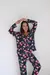 Pijama camisero modal hojas y flores - Morgana