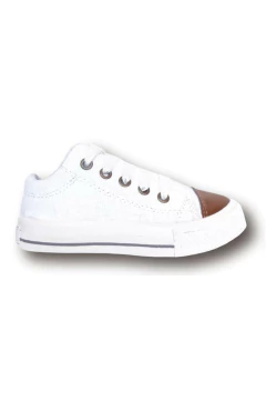 Zapatilla Lona Con Puntera Y Cordones. Glitter Y Mate. en internet