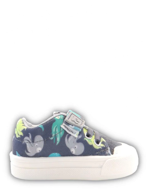 Zapatilla Tela Estampada Con Abrojo Y Elástico Rigazio