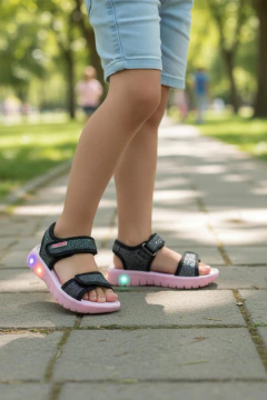 Sandalias Con Luces Led Deportivas Abrojo Liviana Novope