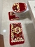 Jogo de banheiro floral vermelho