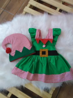 Vestido Duende de Natal com Gorro