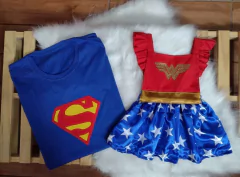 Kit Pai e Filha Superman e Mulher Maravilha