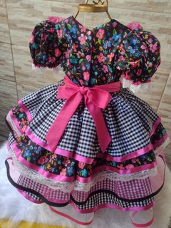 Vestido Junino Black Floral - LaLa & TomTom