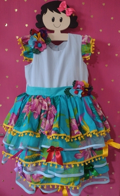 Vestido Menina Flor Azul - comprar online