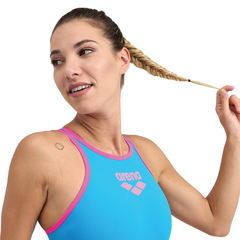 ENTERIZA NATACIÓN ARENA ONE BIGLOGO MUJER MAXLIFE ECO TURQUOISE FLUO PINK (890) - SOLO NATACIÓN