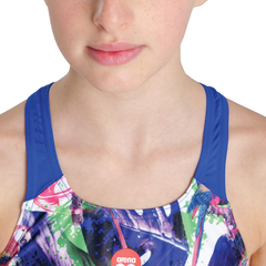 Imagen de ENTERIZA ARENA JUNIOR CRAZY SWIM PRO MAXLIFE FANTASY SKULL NEON BLUE MULTI (550)