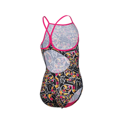 ENTERIZA ARENA JUNIOR LOGOMIX LIGHTDROP MAXFIT ECO FREAK ROSE BLACK MULTI (950) - SOLO NATACIÓN