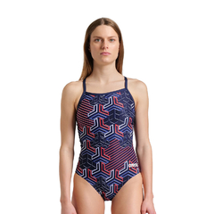 MALLA ENTERIZA NATACIÓN ARENA KIKKO PRO MUJER MAXLIFE ECO NAVY TEAM RED WHITE BLUE (417)