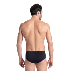 SLIP NATACIÓN ARENA ONE BIGLOGO HOMBRE MAXLIFE ECO BLACK PURPLE (593) en internet