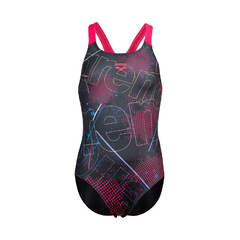 ENTERIZA NATACIÓN ARENA GALACTIC JUNIOR MAXLIFE ECO BLACK FREAK ROSE (590) en internet