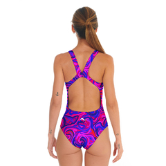 ENTERIZA HERACLES ESTAMPADA MUJER WATER SWIRL 1542-331 ROSA AZUL - comprar online