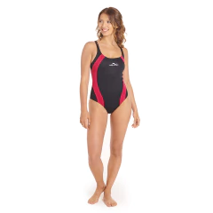 ENTERIZA NATACIÓN HERACLES CLASSIC SILHOUETTE 1007 MUJER 01 NEGRO ROJO en internet