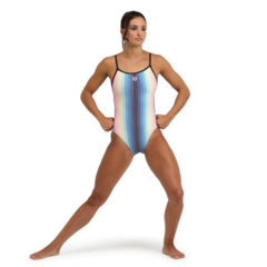 ENTERIZA NATACIÓN ARENA CIRCLE STRIPE LACE MUJER MAXLIFE ECO BLACK MULTI (550) - comprar online