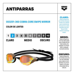 ARENA COBRA CORE SWIPE MIRROR YELLOW COOPER CHOCO (360) INDOOR - comprar online