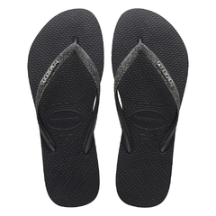 HAVAIANAS MUJER SLIM GLITTER NEGRO GRIS METALICO (2191)