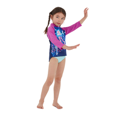 REMERA PROTECCIÓN UV SPEEDO INFANTIL PRINTED RASH TOP AZUL ROSA (718) - SOLO NATACIÓN