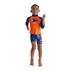 REMERA PROTECCIÓN UV SPEEDO INFANTIL PRINTED RASH TOP NARANJA AZUL (753) - comprar online