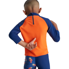 REMERA PROTECCIÓN UV SPEEDO INFANTIL PRINTED RASH TOP NARANJA AZUL (753) - SOLO NATACIÓN