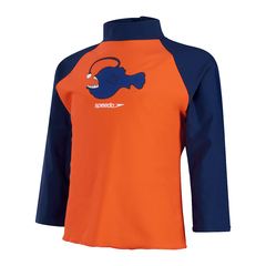 REMERA PROTECCIÓN UV SPEEDO INFANTIL PRINTED RASH TOP NARANJA AZUL (753)