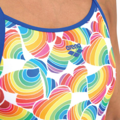 MALLA ENTERIZA NATACIÓN ARENA PRIDE MUJER MAXLIFE ECO NEON BLUE WHITE MULTI (810) - SOLO NATACIÓN