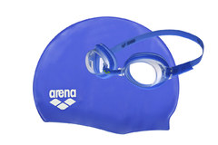 POOL SET ARENA GORRA NATACION SILICONA + ANTIPARRA JUNIOR (6-12 AÑOS) AZUL