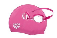 POOL SET ARENA GORRA NATACION SILICONA + ANTIPARRA JUNIOR (6-12 AÑOS) FUCSIA