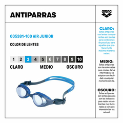 ANTIPARRAS NATACIÓN ARENA AIR JUNIOR NIÑOS 6-12 AÑOS BLUE BLUE (100) - comprar online