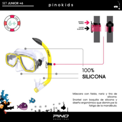 SET SNORKEL Y MÁSCARA PINO JUNIOR PINOKIDS BUCEO SNORKELING CLEAR YELLOW - comprar online