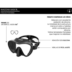 ANTIPARRA MÁSCARA BUCEO PINO AMAZONIA MASK LUNETA SNORKELING BLACK - comprar online