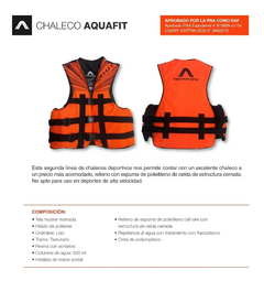 CHALECO AQUAFLOAT AQUAFIT 3T FLUO NARANJA - comprar online