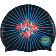 GORRA DE NATACIÓN ARENA PRINT 2 JUNIOR SILICONA ESTAMPADAS VIBES BLACK