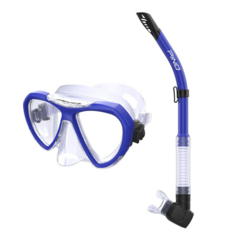 SET SNORKEL Y MÁSCARA PINO ALASKA ADULTO BUCEO SNORKELING CLEAR BLUE