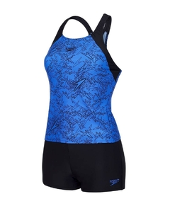 TANKINI NATACIÓN SPEEDO BOOM ALLOVER MUJER ENDURANCE10 AZUL NEGRO (706) en internet