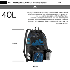 MOCHILA BOLSA DE RED AQUON AIR MESH BAG 40 L NATACIÓN NEGRO - comprar online