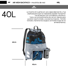 MOCHILA BOLSA DE RED AQUON AIR MESH BAG 40 L NATACIÓN GRIS - comprar online