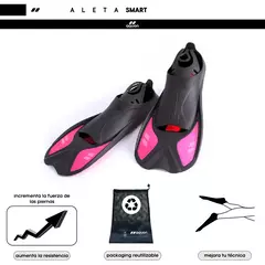 ALETA CORTA NATACION AQUON SMART FIN NEGRO ROSA - tienda online