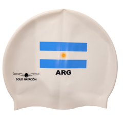 GORRA DE NATACIÓN SOLO NATACIÓN ARGENTINA SILICONA BLANCO