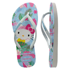 OJOTAS HAVAIANAS KIDS SLIM HELLO KITTY NIÑA BRANCO AZUL (0093) - SOLO NATACIÓN