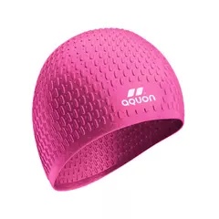 GORRA NATACIÓN AQUON BUBBLE SILICONA PELO LARGO ADULTO ROSA - comprar online