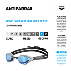 ARENA COBRA CORE SWIPE MIRROR AZUL PLATA (600) - comprar online