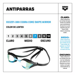 ARENA COBRA CORE SWIPE MIRROR AQUA BLACK (999) INDOOR - comprar online