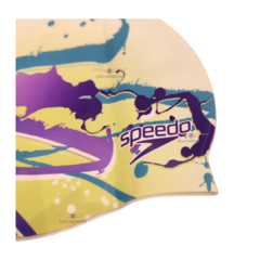 GORRA SPEEDO DIGITAL PRINT 100% SILICONA ADULTOS AMARILLO TURQUESA VIOLETA (118) - comprar online