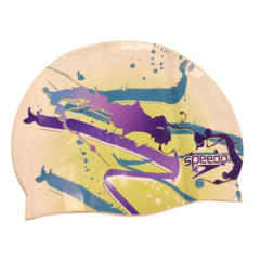 GORRA SPEEDO DIGITAL PRINT 100% SILICONA ADULTOS AMARILLO TURQUESA VIOLETA (118)