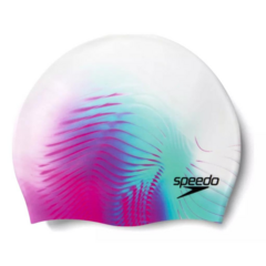 GORRA SPEEDO DIGITAL PRINT 100% SILICONA ADULTOS BLANCO VERDE ROSA (120)