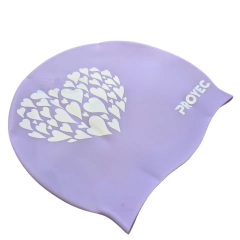 GORRA NATACIÓN PROYEC 405 SILICONA ESTAMPADA JUNIOR CORAZONES LILA - SOLO NATACIÓN