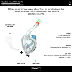 MÁSCARA SNORKEL DE BUCEO PINO GLOBAL FULL FACE SNORKELING TURQUESA en internet