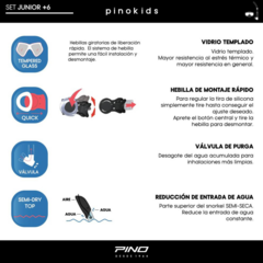 SET SNORKEL Y MÁSCARA PINO JUNIOR PINOKIDS BUCEO SNORKELING CLEAR PINK en internet