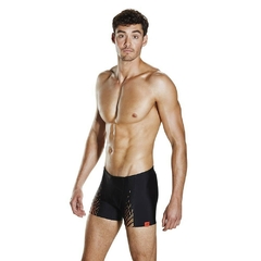 BOXER SPEEDO FIT POWERMESH PRO HOMBRE POWERFLEX+ NEGRO NARANJA (557) - SOLO NATACIÓN