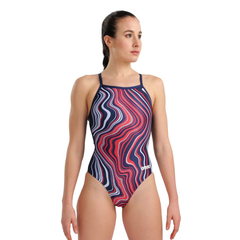 ENTERIZA NATACIÓN ARENA MARBLED LIGHTDROP MAXLIFE ECO MUJER NAVY RED MULTI (740)